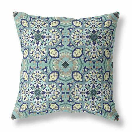 PALACEDESIGNS 18 in. Cloverleaf Indoor & Outdoor Throw Pillow Muted Green & Cream PA3099452